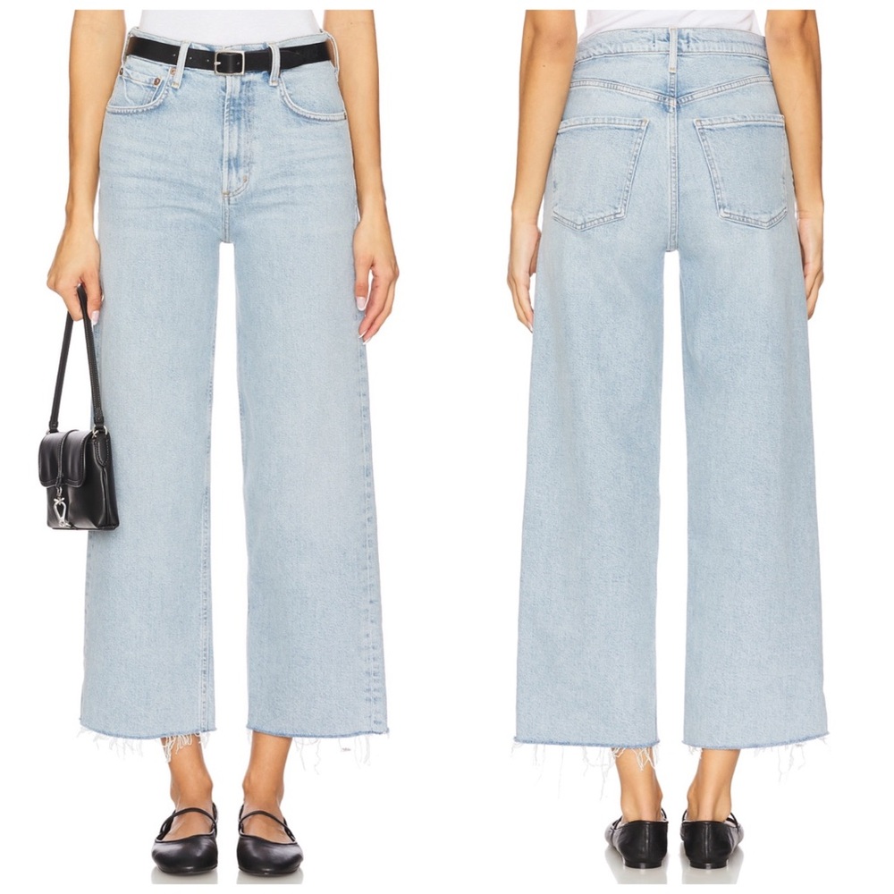 Agolde Ren High Rise Wide Leg Jean Denim In Blue Beam Size 29 Light Wash Ankle